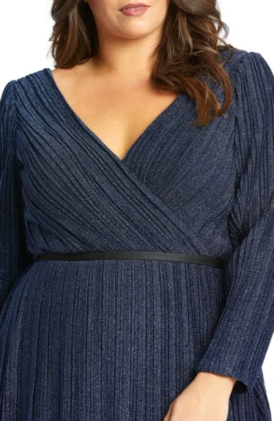 Mac Duggal 48892 Fabulouss Long Sleeve Plus Size Prom Dress In Blue