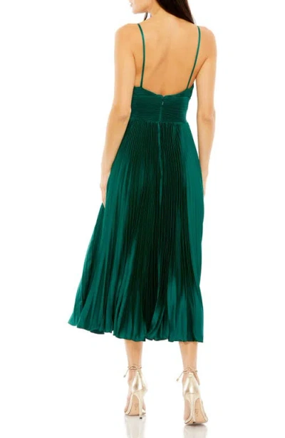 Mac Duggal 49721 A Line Cocktail Pleated Midi Length Dress In Green