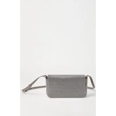 Brunello Cucinelli Rectangular Leather Shoulder Bag With Adjustable Strap In Gray