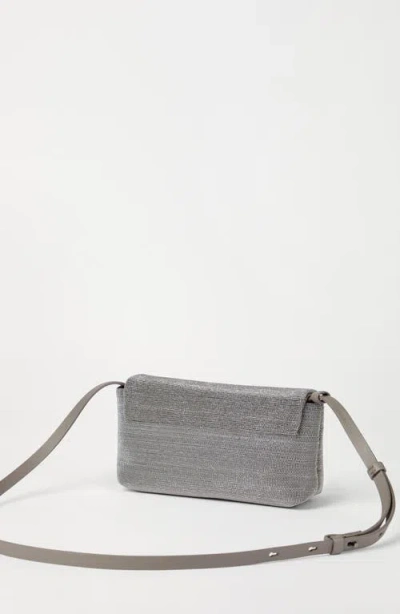 Brunello Cucinelli Rectangular Leather Shoulder Bag With Adjustable Strap In Gray