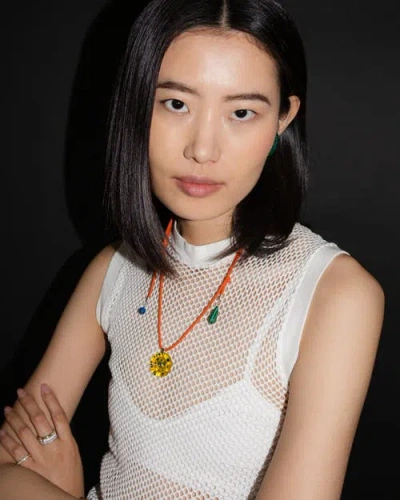 Fry Powers Sun Powers Crystal Necklace In Orange