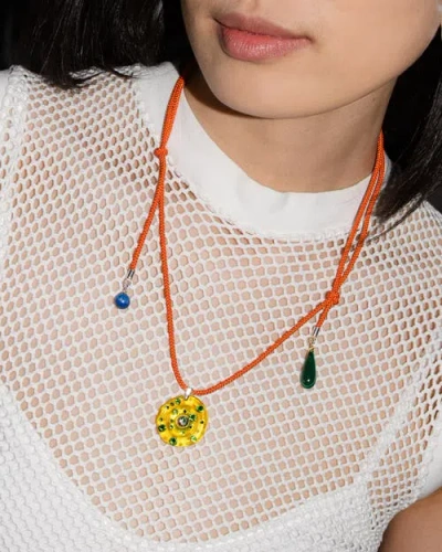 Fry Powers Sun Powers Crystal Necklace In Orange