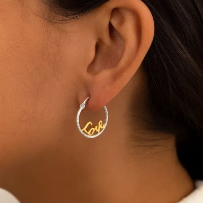 Donatello Gian Sterling Silver Two-tone Love Hoops In Metallic