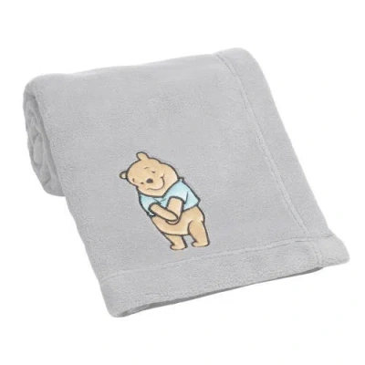 Lambs & Ivy Disney Baby Winnie The Pooh Hugs Soft Fleece Baby Blanket In Gray