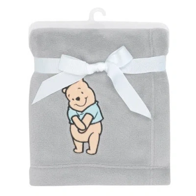 Lambs & Ivy Disney Baby Winnie The Pooh Hugs Soft Fleece Baby Blanket In Gray