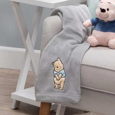 Lambs & Ivy Disney Baby Winnie The Pooh Hugs Soft Fleece Baby Blanket In Gray