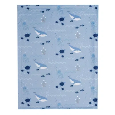 Lambs & Ivy Bubbles & Squirt Ocean/aquatic Whale Soft Fleece Baby Blanket In Blue