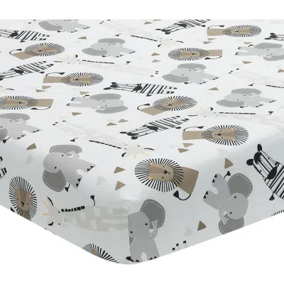 Lambs & Ivy Jungle Safari 100% Cotton Elephant/lion Fitted Crib Sheet In Multi