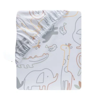 Lambs & Ivy Jungle Story 100% Cotton Safari Baby Fitted Crib Sheet In White
