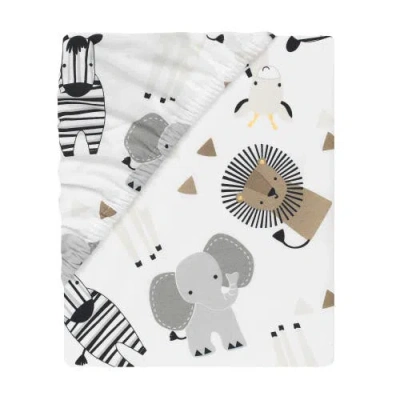 Lambs & Ivy Jungle Safari 100% Cotton Elephant/lion Fitted Crib Sheet In Multi