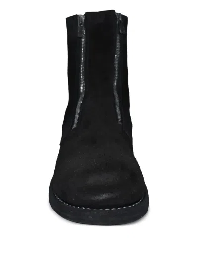 Guidi Zip-front Suede Boots In Black