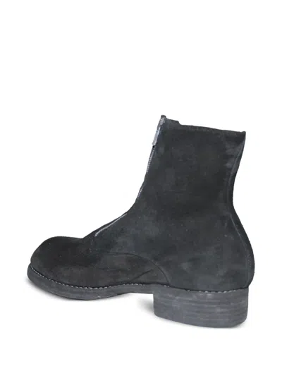 Guidi Zip-front Suede Boots In Black