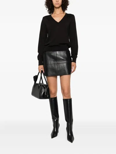 P.a.r.o.s.h High Waist Midi Skirt With Panel Design In Black