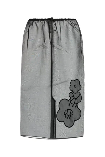 Cecilie Bahnsen Bambi Floral-embroidered Midi Skirt In Black