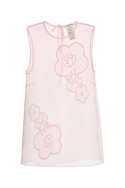 Cecilie Bahnsen Sheer Fabric Floral Embroidery Sleeveless Top In Pink