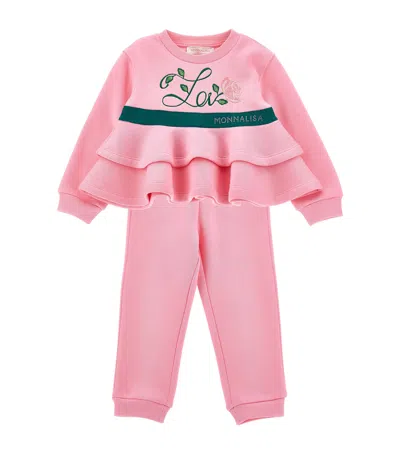 Monnalisa Cotton-blend Sweatshirt And Sweatpants Set In Pink