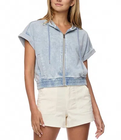 Flags & Anthem Blaine Zip Up Hoodie In Soft Blue In Blue