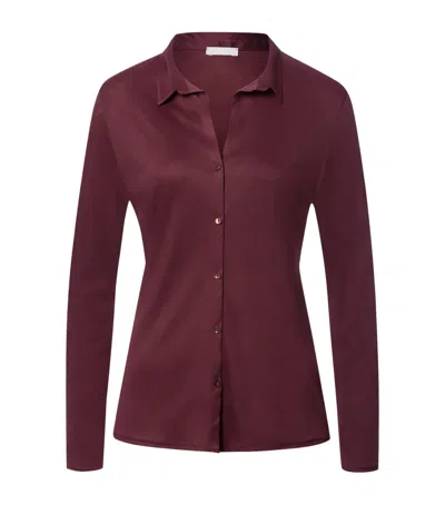 Hanro Long-sleeve Button-down Shirt In Brown