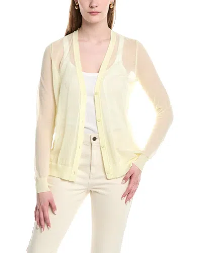 Lafayette 148 V-neck Button Front Wool-blend Cardigan In Yellow