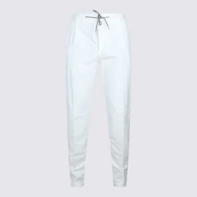 Eleventy Men White Pants With Elastic Drawstring Waist And Tapered Leg In Cotton Blend Stretch Woman In White