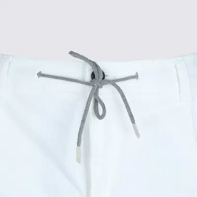 Eleventy Men White Pants With Elastic Drawstring Waist And Tapered Leg In Cotton Blend Stretch Woman In White