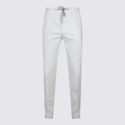 Eleventy Men White Pants With Elastic Drawstring Waist And Tapered Leg In Cotton Blend Stretch Woman In White