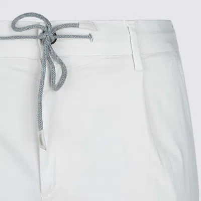 Eleventy Men White Pants With Elastic Drawstring Waist And Tapered Leg In Cotton Blend Stretch Woman In White
