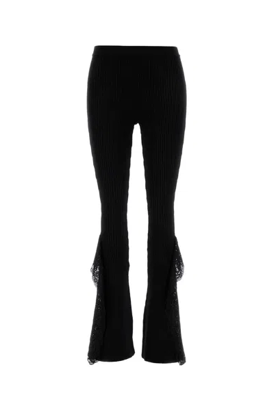 Blumarine Knit Insert Lace Pants In Black