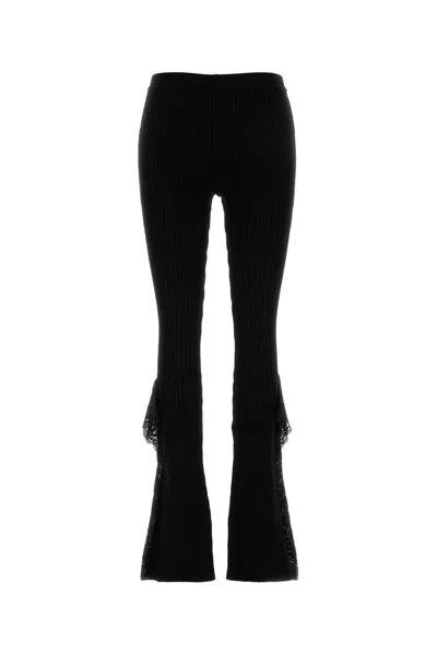 Blumarine Knit Insert Lace Pants In Black