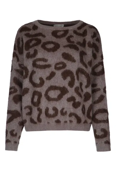 Iblues I Blues Leopard Print Sweater In Blue