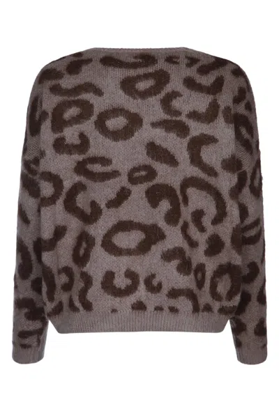 Iblues I Blues Leopard Print Sweater In Blue