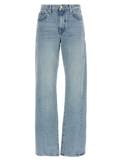 7 For All Mankind Faded Wash Five-pocket Denim Trousers In Blue