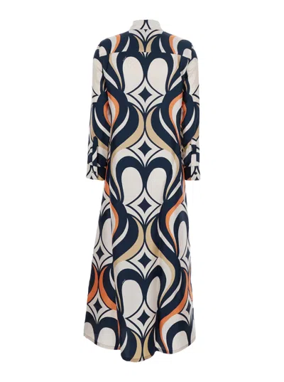 La Doublej Multicolor Long Dress With All-over Geometric Motif In Fabric Woman In Multi