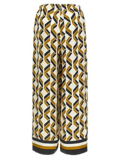Eres Tube Patterned Silk Twill Wide-leg Pants In Brown