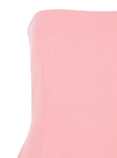 Solace London 'anderson' Pink Long Dress With Bare Shoulder And Back Slit In Twill Woman In Pink
