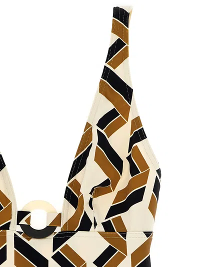 Eres 'party' Geometric Cut-out Swimsuit With Deep V-neck In Multi