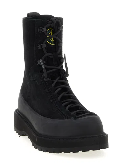 Stone Island Hiking Boot With Dual Lacing And Lug Sole In Black