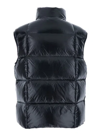 Dsquared2 Black Sleeveless Down Jacket With High Neck And Logo Patch On The Front In Tech Fabric Man In Blue