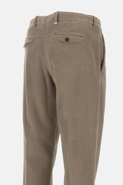 Pt Torino Tailored Trousers With Subtle Corduroy Texture And Comfortable Fit In Brown
