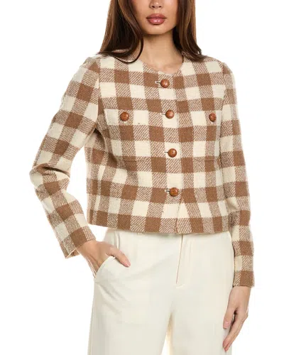 Lafayette 148 New York Wool-blend Collarless Patch Pocket Jacket In Brown