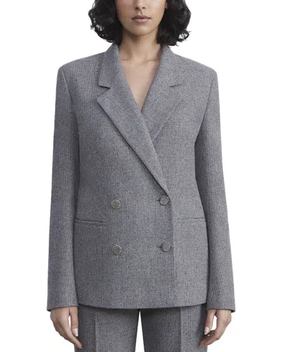 Lafayette 148 New York Double Breasted Wool-blend Blazer In Gray
