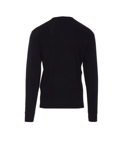 Tom Ford Cotton Stretch Rib Henley T-shirt In Black