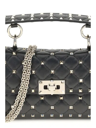 Valentino Garavani Small Leather Rockstud Spike Handbag In Black