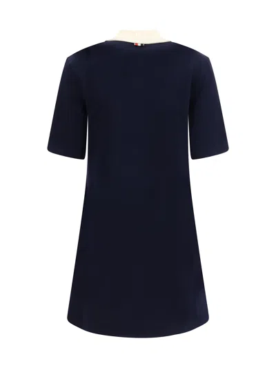 Thom Browne Collared Dress With Short Sleeves In Blue