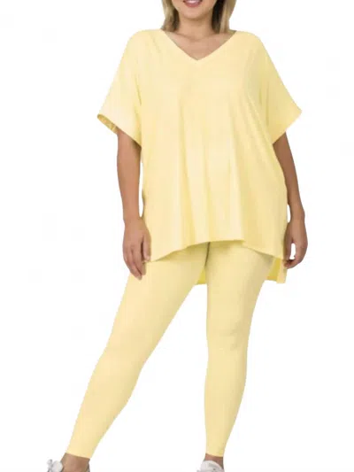 Zenana Top And Leggings Set In Yellow In Yellow