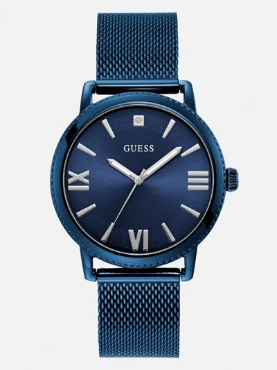 Guess Factory Blue Mesh Analog Watch In Blue