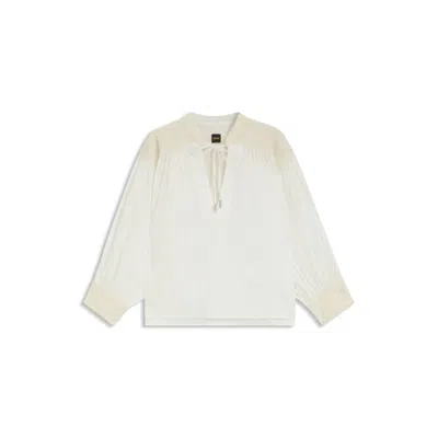 Hugo Boss Regular-fit Blouse In Dobby Cotton Voile In White