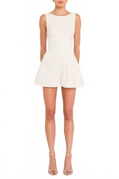 Amanda Uprichard Bellini Satin Bodice Romper In White