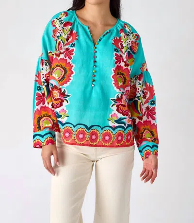 Crosby By Mollie Burch Bryleigh Blouse In Petal Paradise In Green