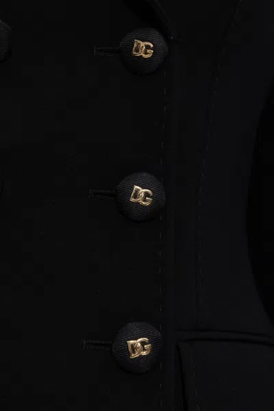 Dolce & Gabbana Tailored Double-breasted Wool Blazer With Button Detailing In Black